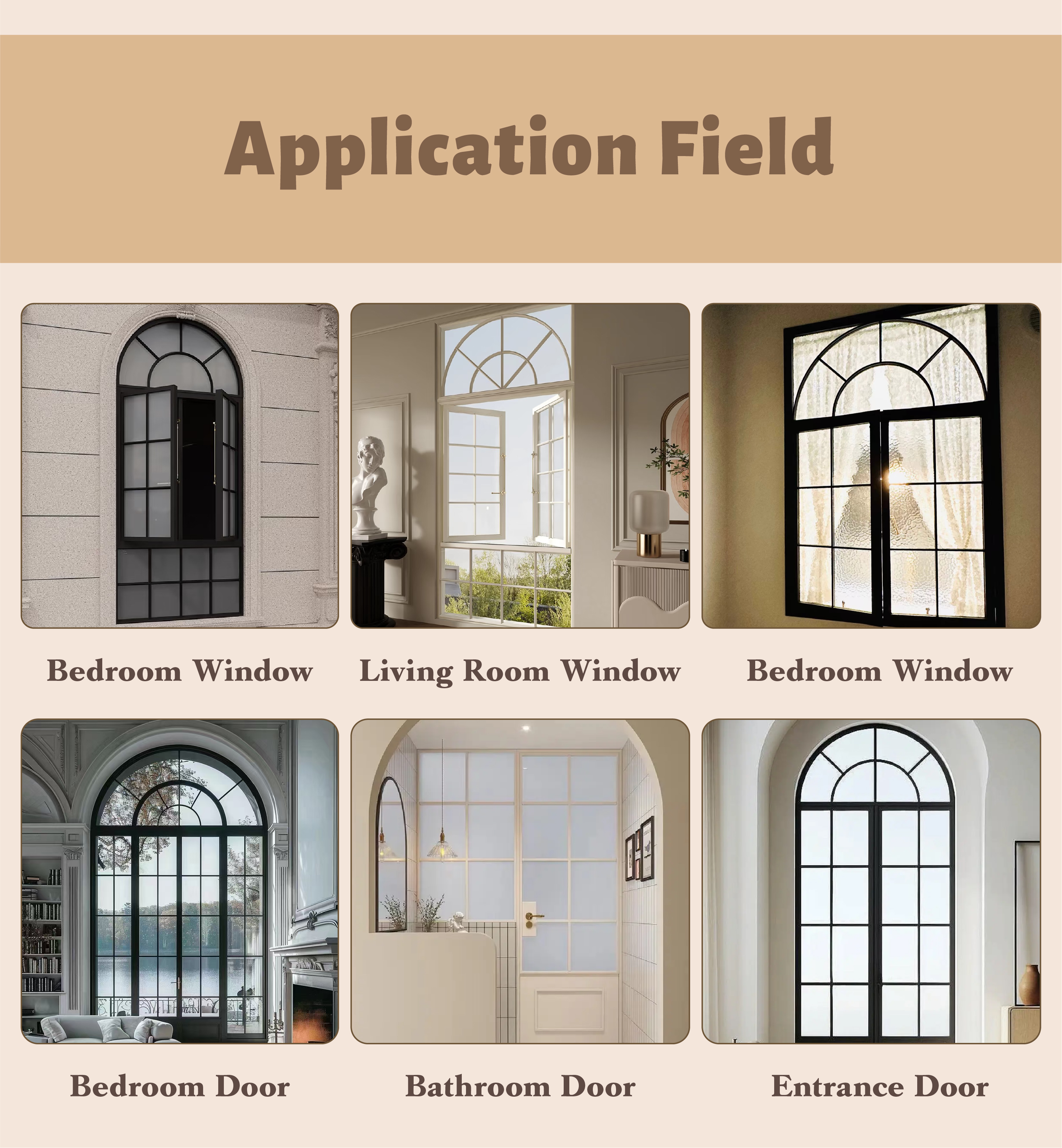 Shatterproof & Corrosion Resistant Aluminium French Windows for Exteriors Bedrooms & Farmhouses