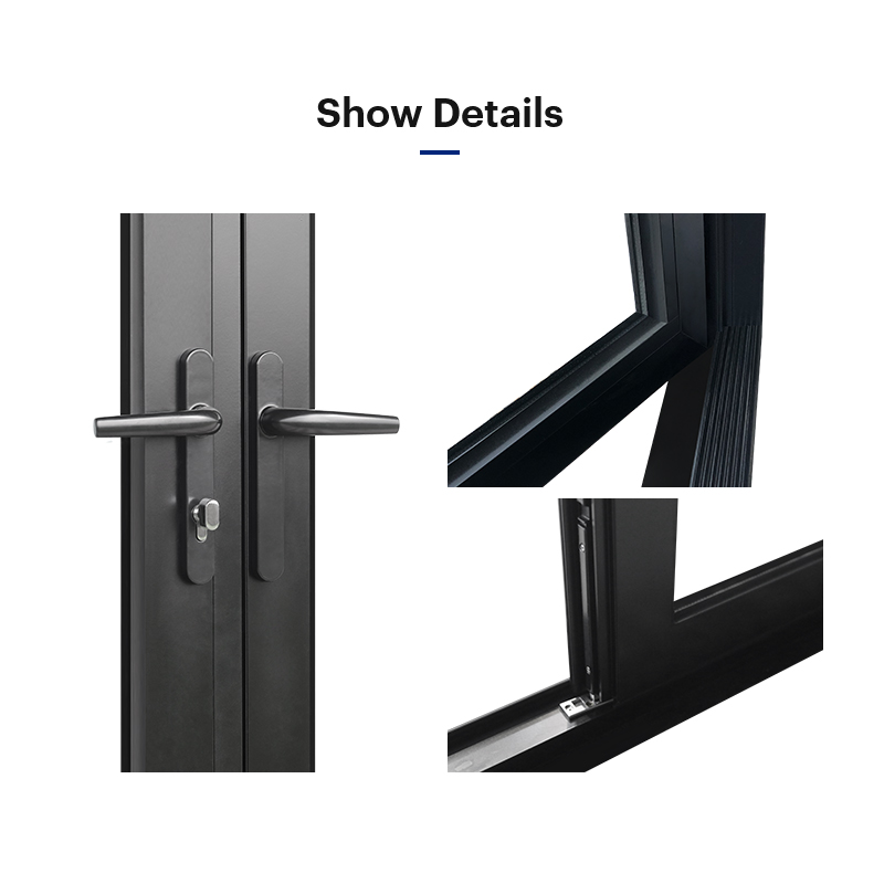 High-End European Design Glass Aluminum Door Waterproof French Style for Exterior Entry Bathroom Use for Foreign Builders