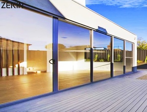 Customized Aluminium Sliding Door Energy Efficient Double Tempered Glass Avoid Hurricane-impact With Rail Sliding Door For Sale