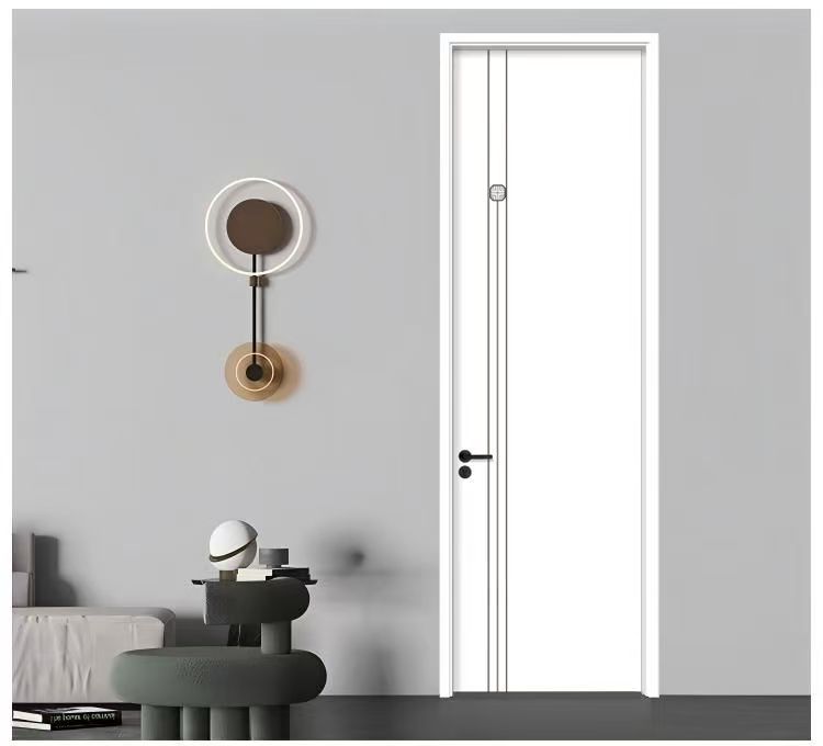 Extremely Narrow Aluminum-Wood Bedroom Door Moisture and Insect Resistant, Flat Exterior, Inward Opening Interior Door Set