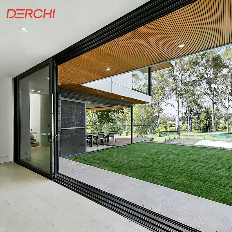 DERCHI USA Brand Ultra View Aluminum Lift Slide Doors Save Energy Heat Insulation Heavy Duty Patio Aluminum Sliding Glass Doors