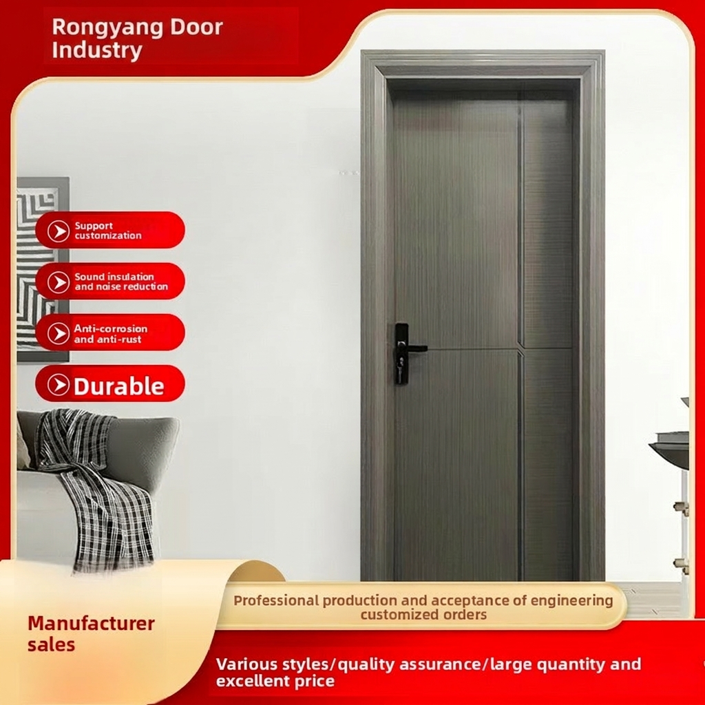 Foshan Hard-anodized All-aluminum Modern Design Soundproof Aluminum Alloy Bedroom Door Formaldehyde-free Indoor Side Opening