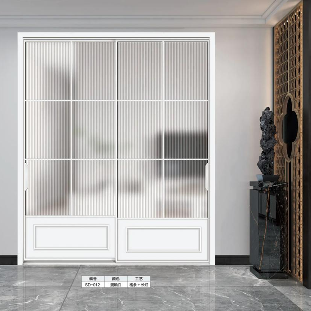 Modern Crittall Style Aluminum Sliding Door Black Frame Industrial Grid Design Double Glazed Thermal Insulation Interior Patio