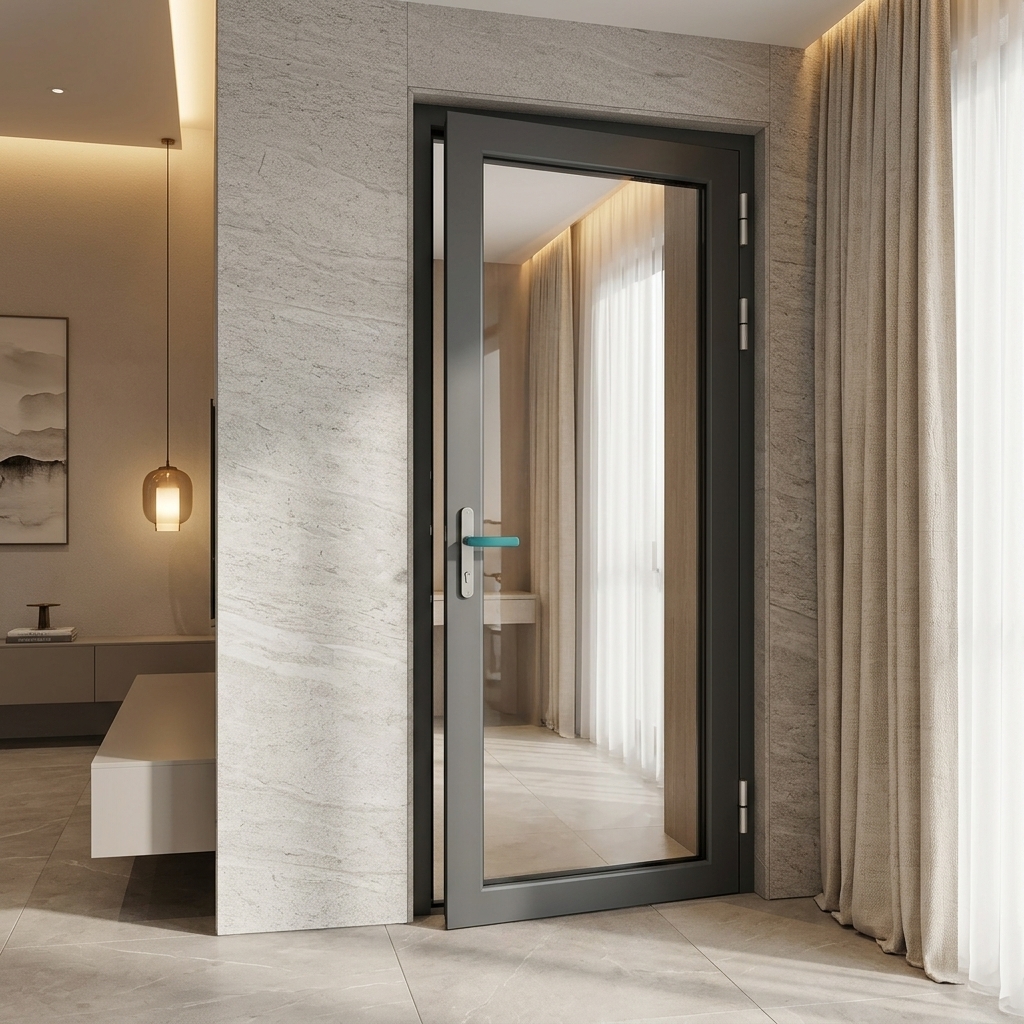 Thermal Break Aluminum Swing Door Aluminum Alloy Frame Glass Entry Door Custom Size Color for Hotel Apartment Projects