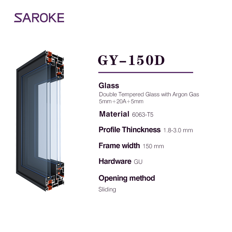 Multi Tracks Large Glass Thermal Break Villa Patio Hurricane Proof Aluminum Balcony Sliding Doors for Exterior Use
