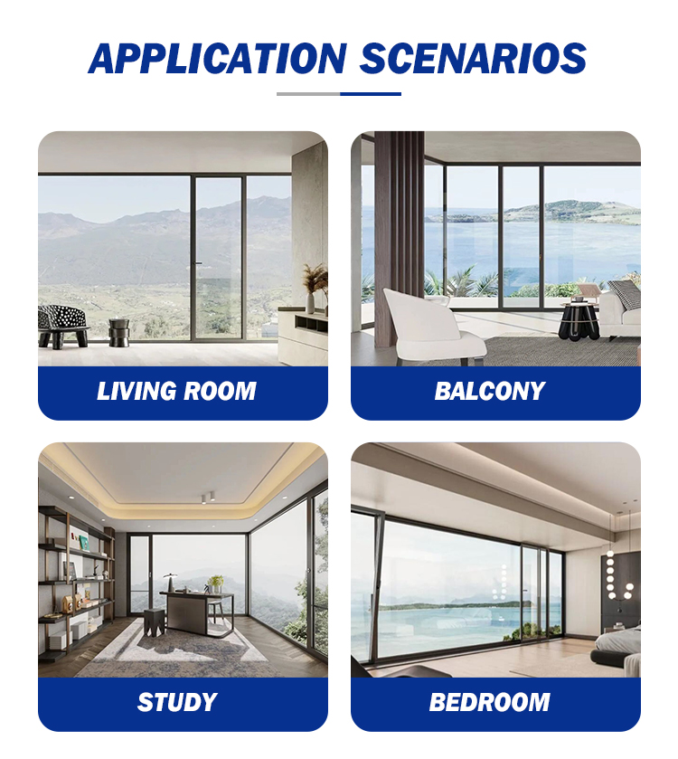 Energy-Saving Aluminum Casement Swing Tempered Glass Door for Home
