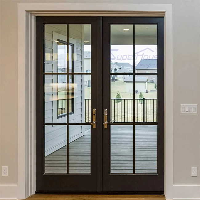 Casement Exterior French Doors Florida Hurricane Proof Laminated Safety Glass Waterproof Impact Resistant Aluminium Door