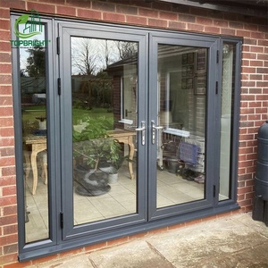 Villa Entry Hinges Aluminium Glass Swing Door Laminate Glass Security French Doors Exterior
