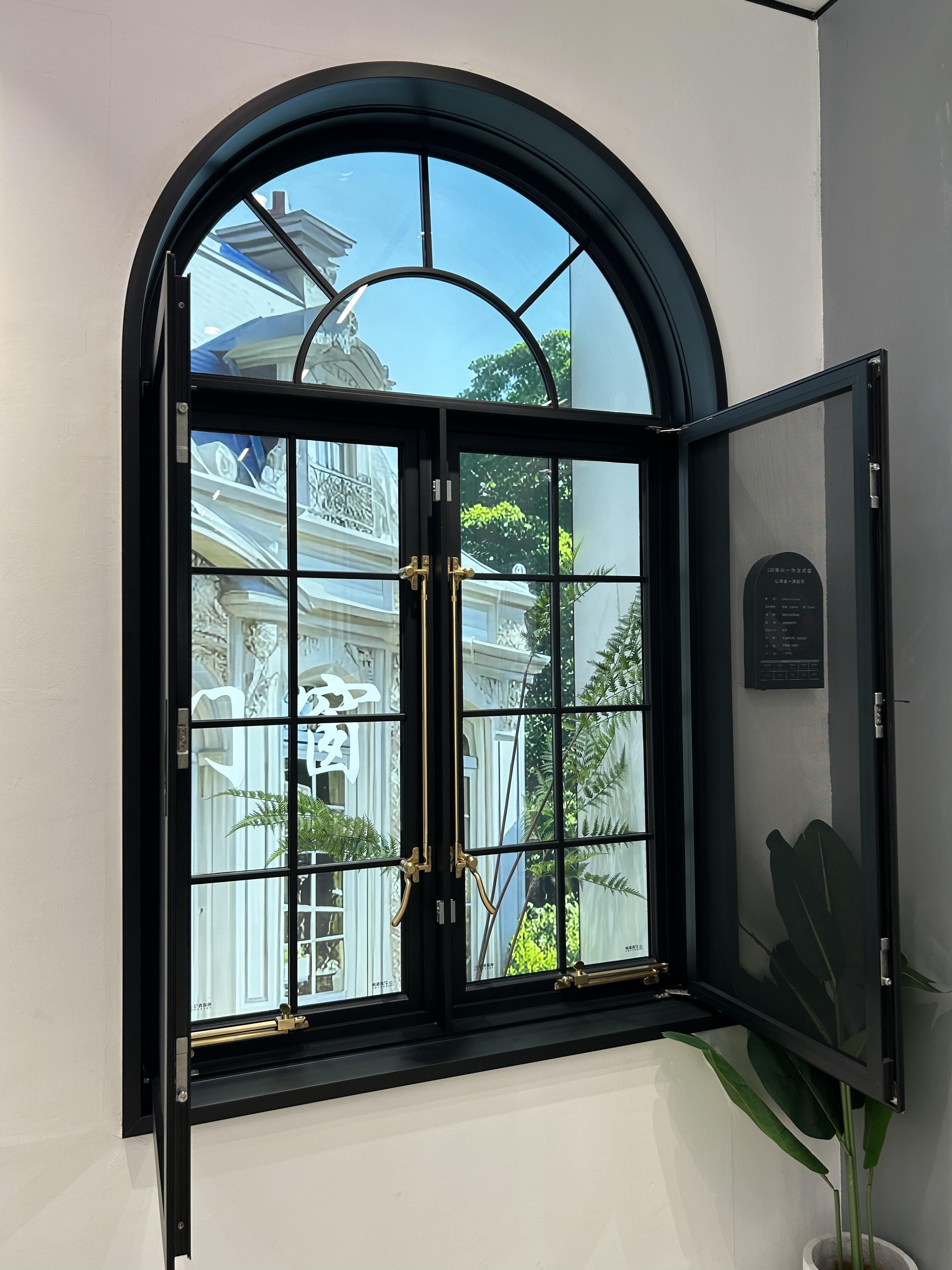 Modern Thermal Break Arched French Casement Windows Grill Design,Custom Arch Windows for Hotel and Resort Project