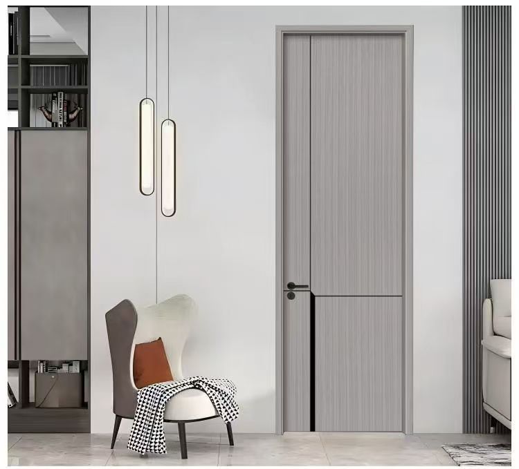 Extremely Narrow Aluminum-Wood Bedroom Door Moisture and Insect Resistant, Flat Exterior, Inward Opening Interior Door Set