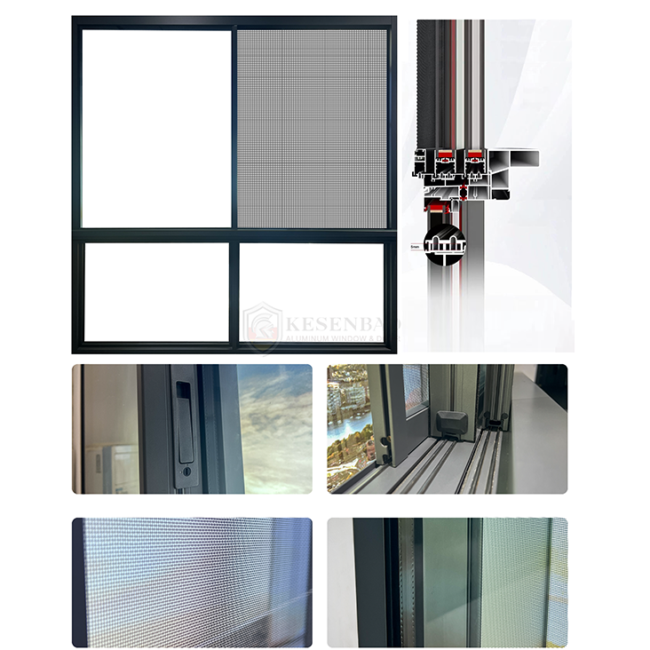 Factory Waterproof Sliding Glass Windows Tempered Glass Aluminium Sliding Windows With Mosquito Net