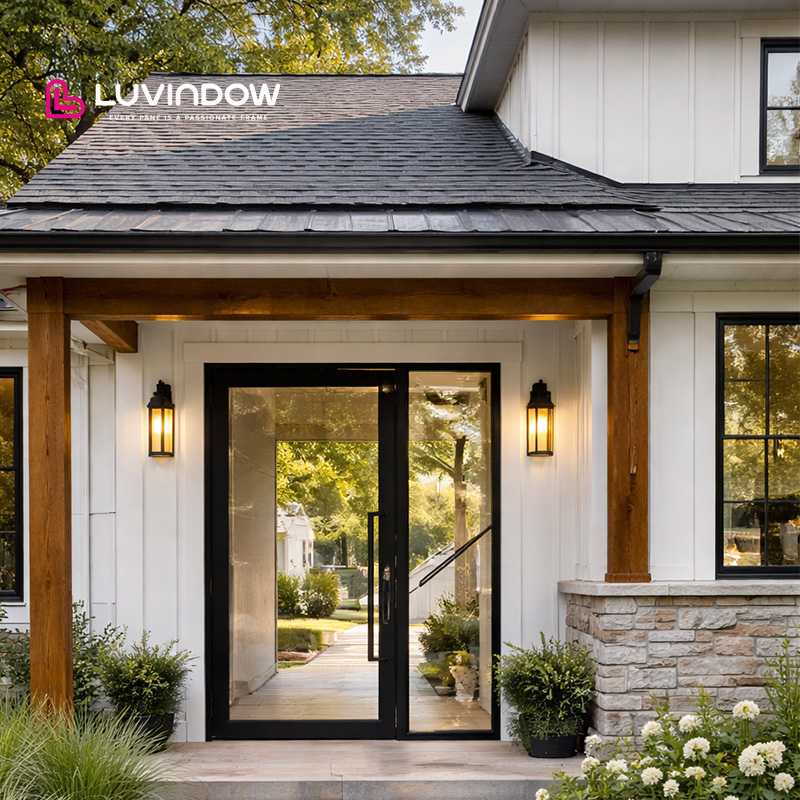 Soundproof Aluminum Glass Exterior Door Tempered Double Glazed Anti-theft for American Residential Project