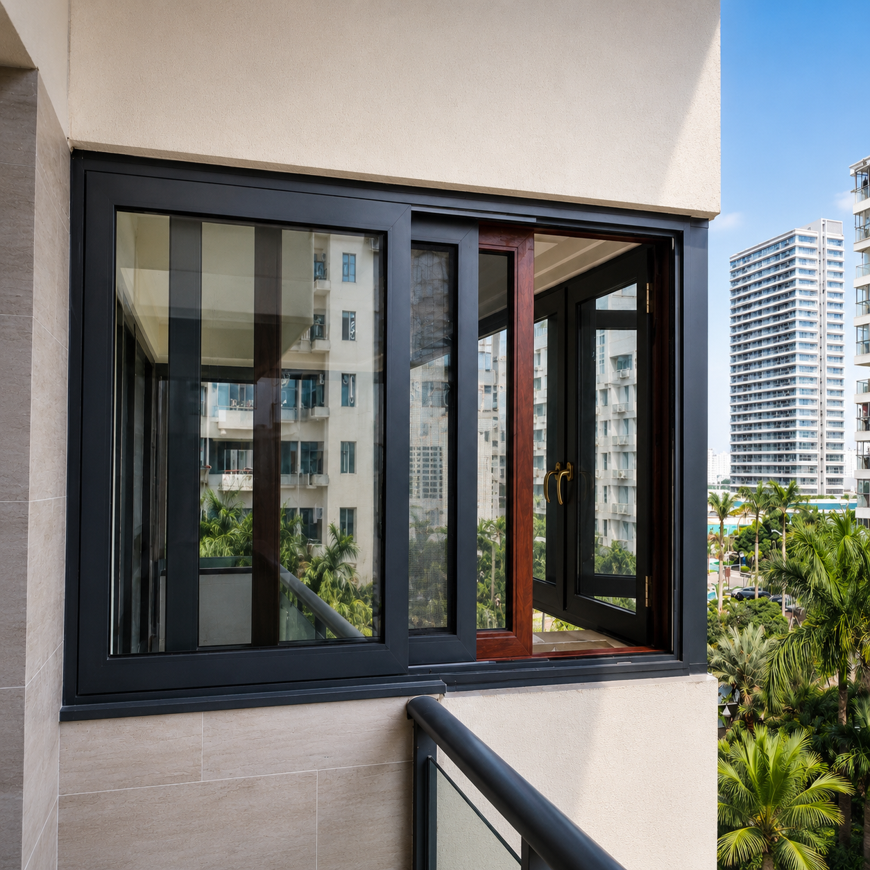 Thermal Break Aluminum Siding Window Vertical 4 Track Stacking windows Energy Saving Aluminium Casement windows Custom Size