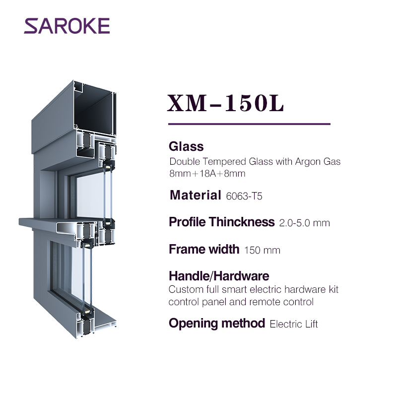 Custom Micro Ventilation Double Glazed Aluminum Lift Windows for Residential House Exterior Application