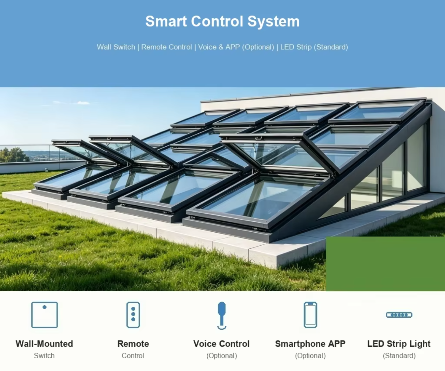 Thermal Break Aluminum Alloy Sloped Roof Waterproof Window