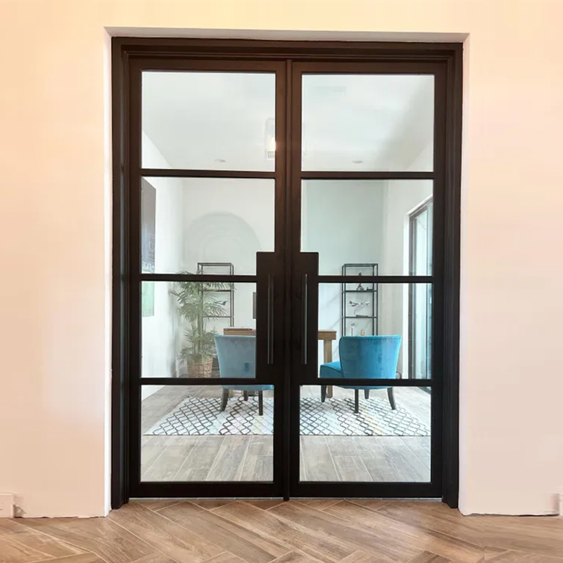 European Standard Iron Doors Interior Aluminium Steel Framed Swing Glass Door Crittall Style Wrought Iron Entrance French Doors