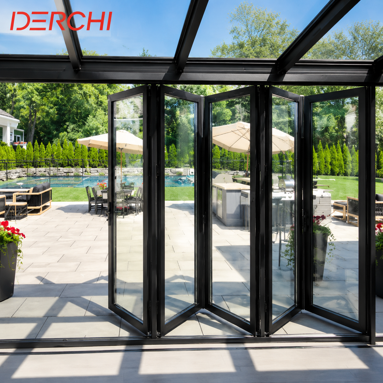 As2047 Australian Folding Door Double Glazed Glass Window External Patio Door Exterior Soundproof Balcony Aluminum Bi-fold Doors