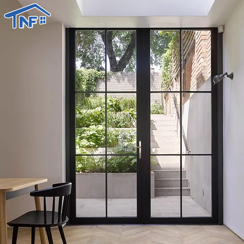 Modern Interior Aluminium Glass Arched French Doors NFRC Casement with Manual Opening Finished Surface