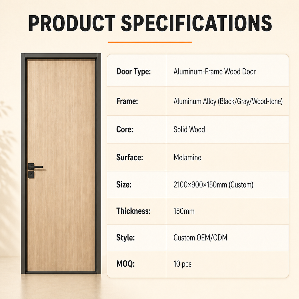 Custom Aluminum Clad Wood Doors Waterproof Fireproof and Soundproof with Composite Panel for Showroom Restaurant and Home