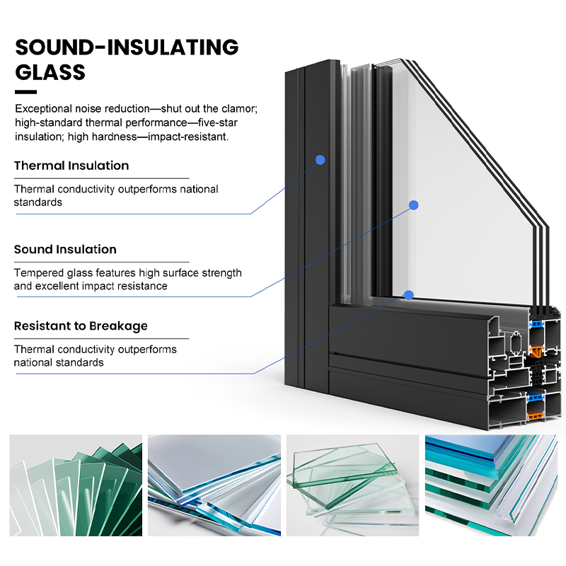 Simple Modern Aluminum Casement Door Smooth Surface Color Custom Sound Insulated Door for Office Residential Renovation