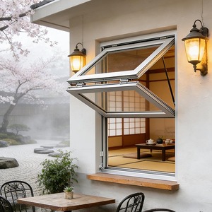 EBON Commercial Wholesale Vertical Bi-Folding Fold up Double Glass Aluminum Folding Windows