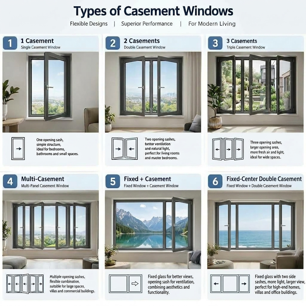 Burglar Proof windows Triple Glazed Soundproof Types Aluminium Profile Casement windows Energy Efficient Modern Black windows