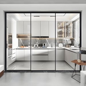Aluminum Sliding Door Double Glazing Tempered Glass Waterproof Soundproof Two-Track Interior Modern Design Wine Cellar Hotel