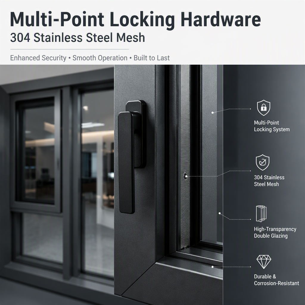 120 Series Casement Window Center Fixed Side Open Thermal Break Aluminum Window