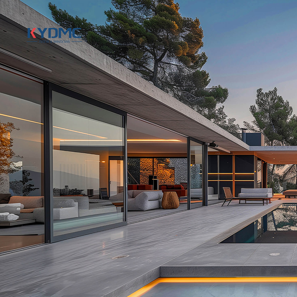 NFRC Moden Slim Frame Black Aluminum Double Glazed Tempered Glass Patio Sliding Door Hurricane Impact Lift and Sliding Doors