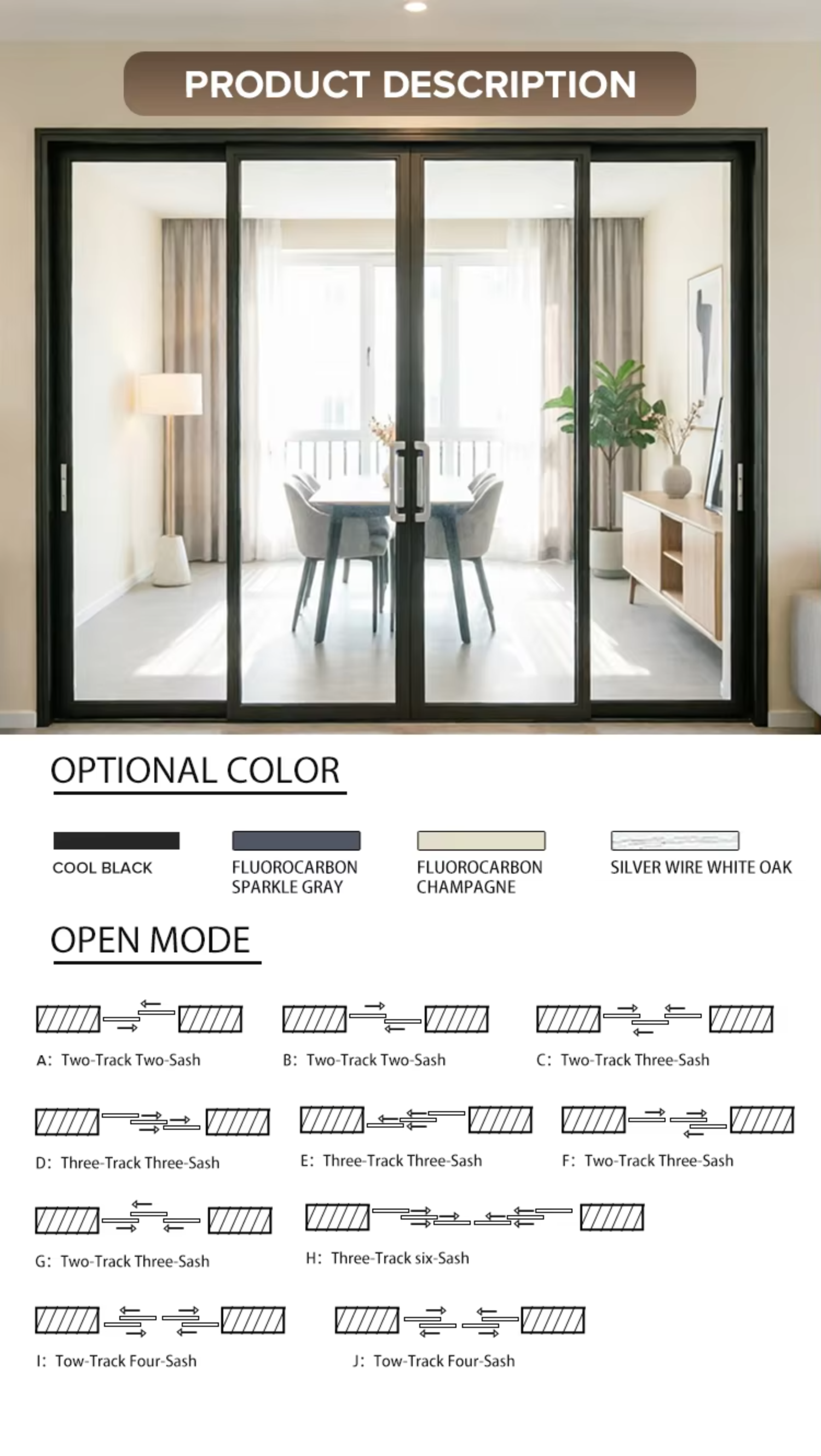 Indoor Aluminum Sliding Door Black Slim Frame Double Glazed Tempered Glass Interior Partition Door for Kitchen Living Room