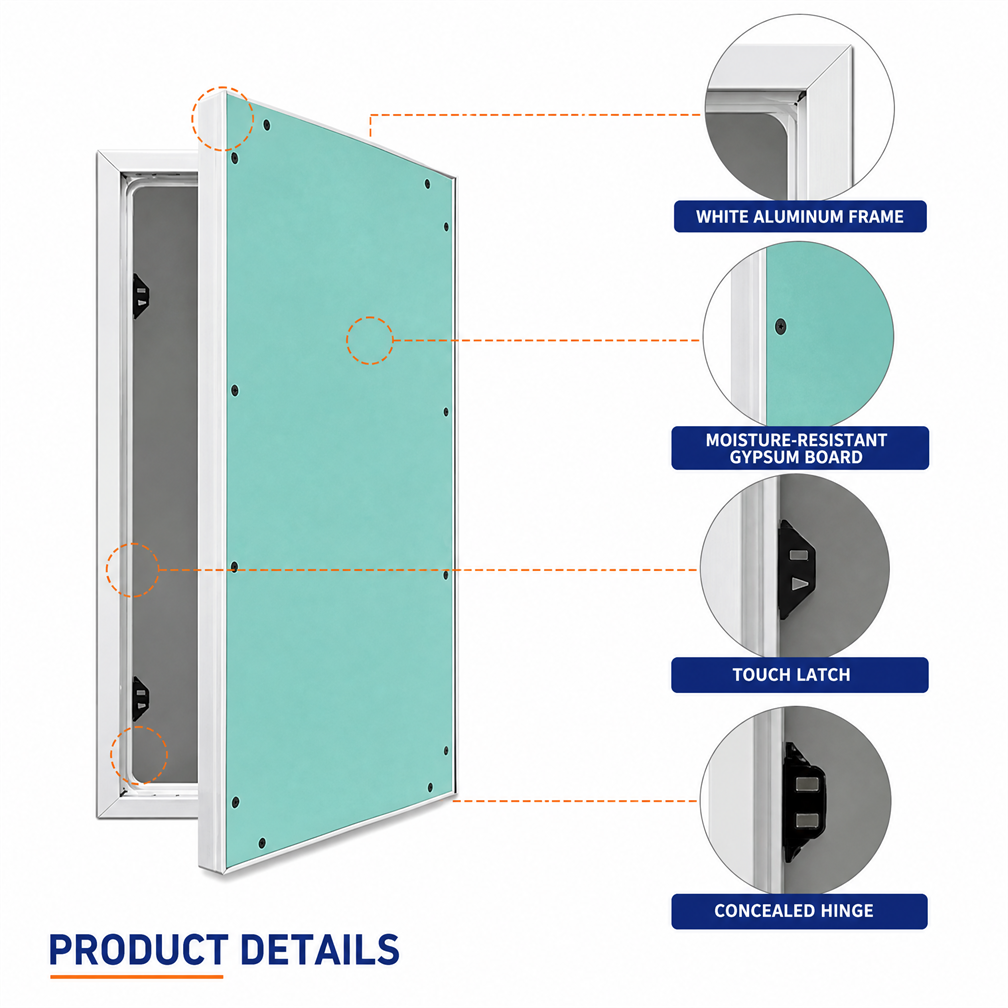 Access Panel Flush Finish Drywall Gypsum Door Aluminium Frame Touch Latch Wall Ceiling Inspection Service Hatch
