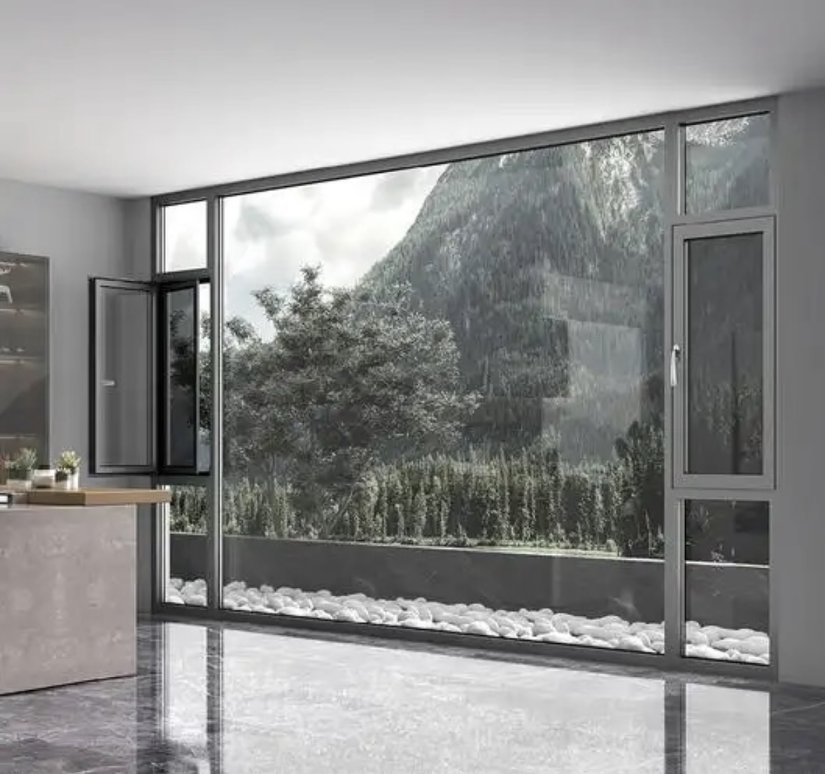 Aluminum Alloy Casement Windows Ventilated Safe Inwards Opening Tilted Design for Exterior Bathroom Villa Featuring Tempered