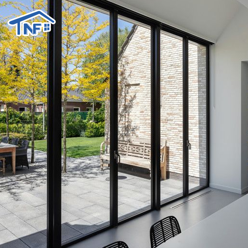 Modern Design Aluminum Frame Sliding Opening Glass Door Waterproof Fiberglass Screen Netting Finished Surface for Villa
