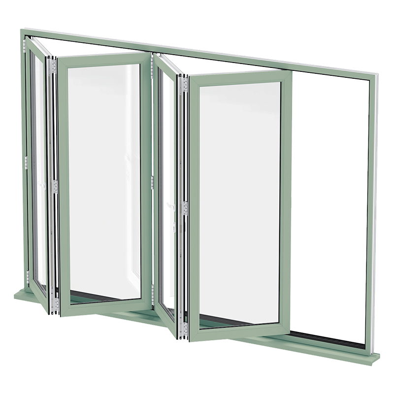 Kitchen Exterior Double Glazed Aluminum Vertical Sliding Folding Window French Accordion Folding Screen