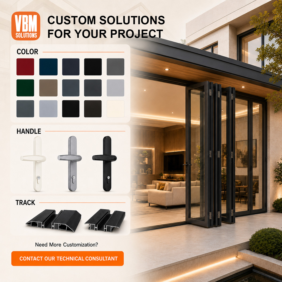 Custom Aluminum Folding Glass Door for Retail Storefront Convenience Store Entrance and Shopfront Projects