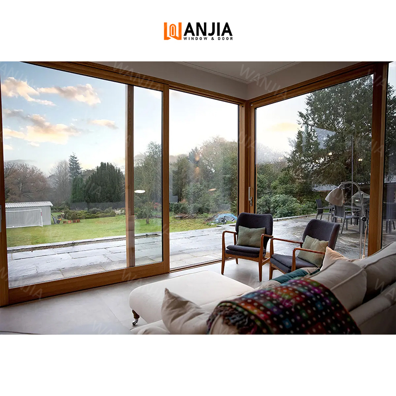 Manufacturer Wholesale House Home Balcony Door Aluminum Clad Wood Door Custom Aluminum Wood Sliding Door