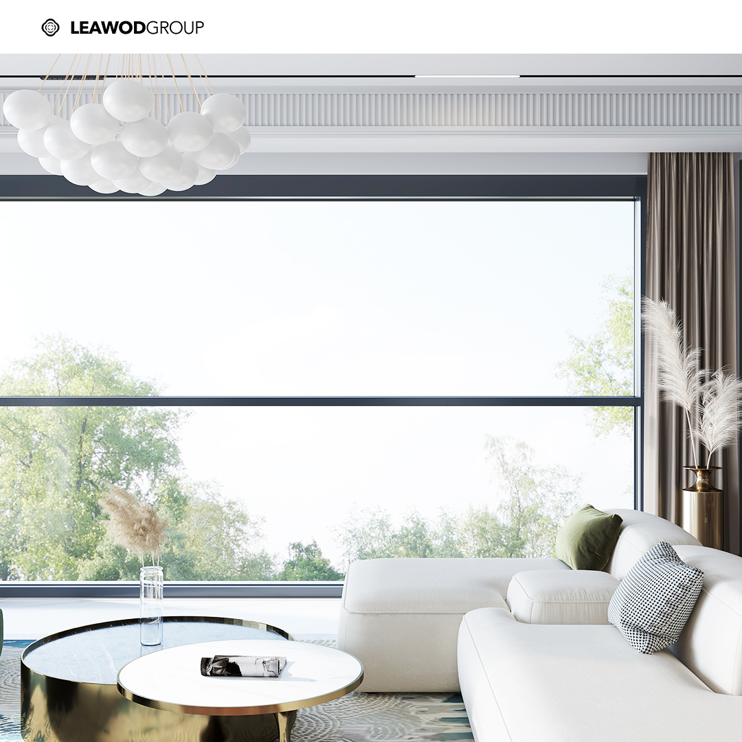 Electric Vertical Sliding Window Balcony Oversized View Smart Vertical Aluminum Glass Rain Sensor Vertical Moving Window
