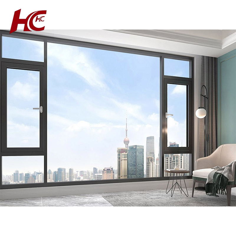 Custom Hurricane Impact Soundproof Aluminium Window House Villa Hotel Modern Black Aluminum Glass Sound Proof Casement Windows