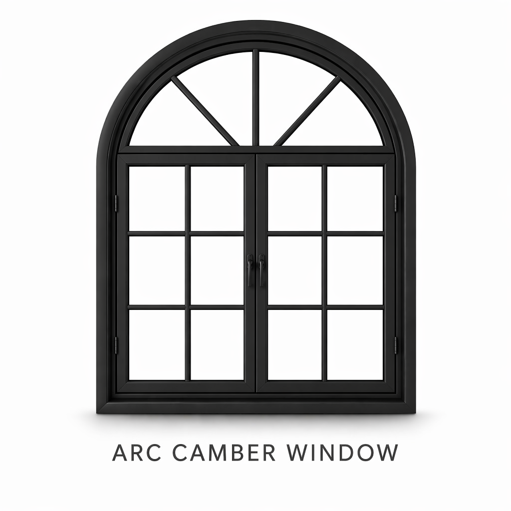 Custom OEM Double Glazed Curved Frame Aluminum UPVC External Casement Swing Garden Window for Arc Camber Residential Design