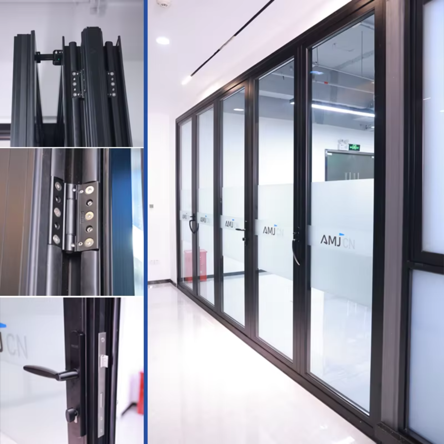 Custom Hotel Exterior Bifold Doors Foldable Waterproof Windproof Aluminum Folding Glass Patio Doors
