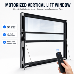 Intelligent Electrically-Powered Vertical Telescopic Sliding Lift Wind-Proof Sound-Insulating Single-Hung Aluminum Glass Windows