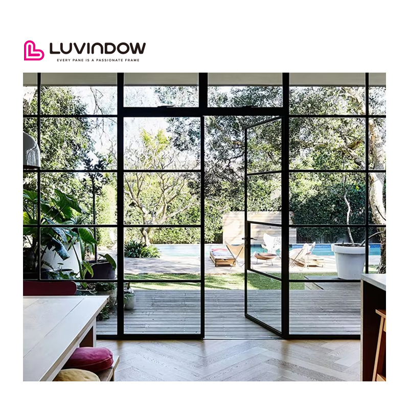 Luvindow Aluminum Doors for Kitchen Aluminum Exterior Door Double Glazed Glass Front Residential Entry House Doors