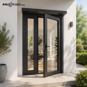 High Quality Aluminum Alloy Swing Doors Double Tempered Glass Outward Opening Commercial Shop Front Impact Resistant