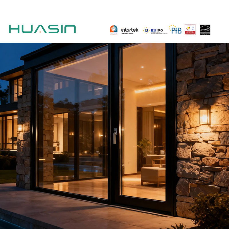 HUASIN Panoramic Aluminum Clad Wood Tilt and Turn Door | Flush Frame Design | Wind Resistant