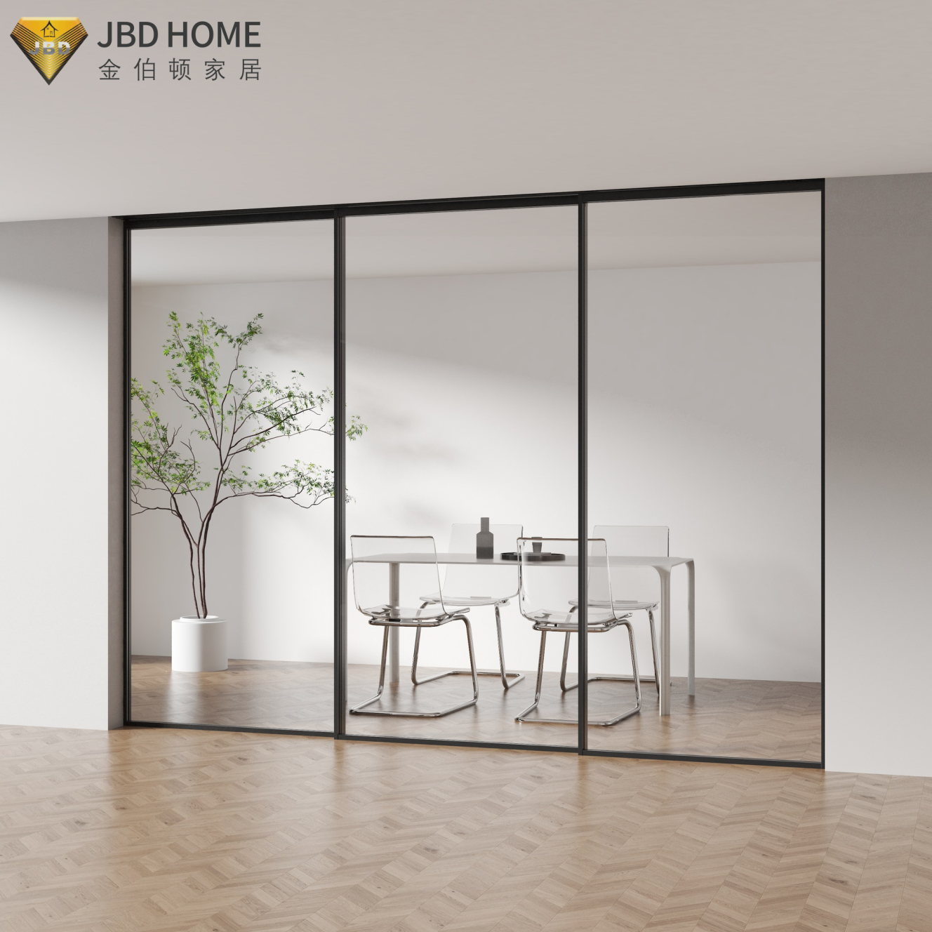 Custom NFRC Certified Aluminum Sliding Closet Doors with Triple Seals Sound Insulation for Interior Living Room and Patio