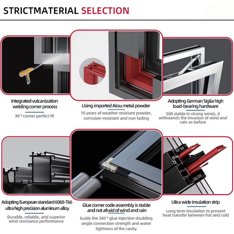 Wholesale Modern Aluminum Outward Top Hung Awning Window Thermal Insulation Waterproof Design Ventilation Outdoor Bathroom