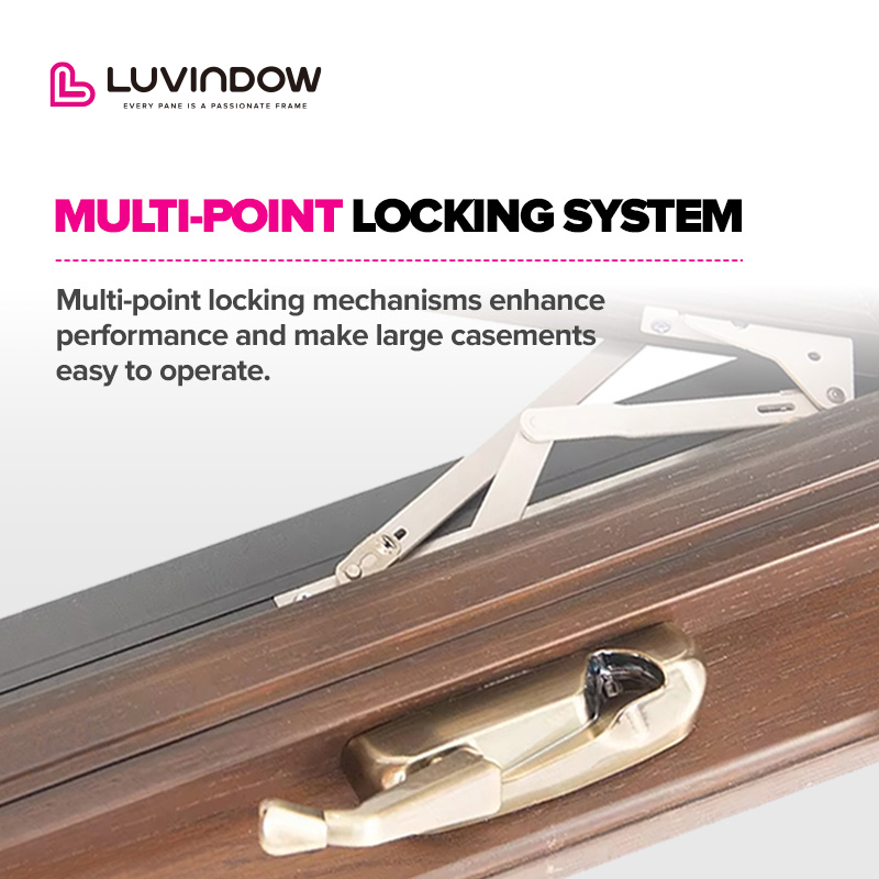 Luvindow Premium Aluminum Clad Wood Windows for Houses Double Tempered Glass Heat Insulated Crank Open Wooden Windows