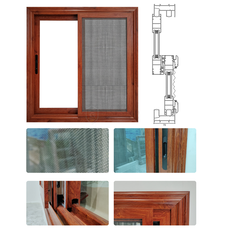 Factory Waterproof Sliding Glass Windows Tempered Glass Aluminium Sliding Windows With Mosquito Net