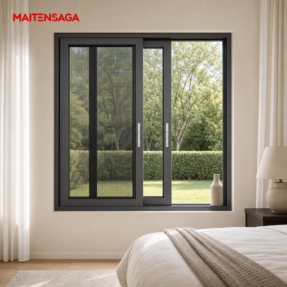 New Design Aluminum Sliding Window With Insect Screen Energy Saving Custom Size Available For Apartment Kitchen Bathroom