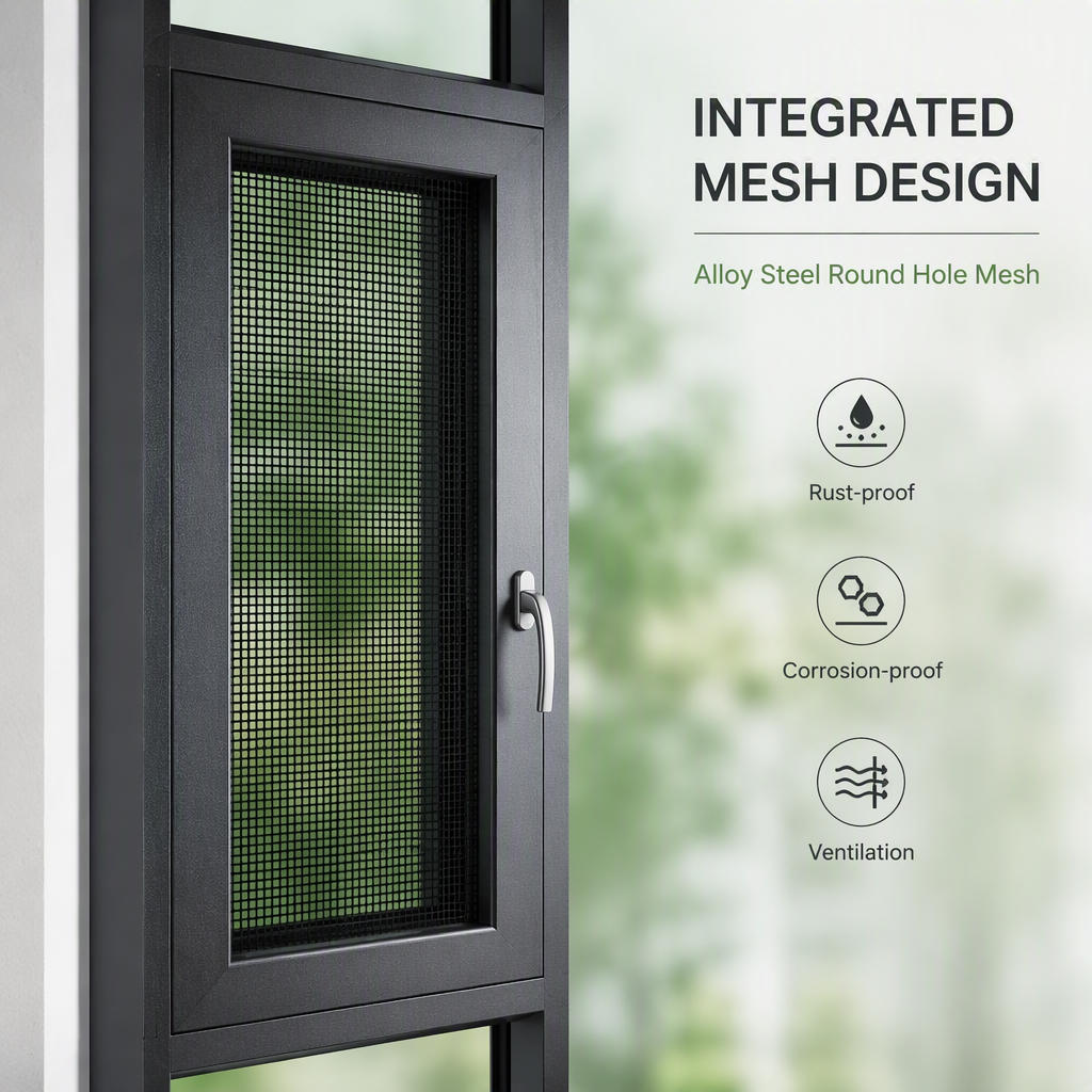 120 Series Thermal Break Casement Window King Kong Mesh Inner and Outer Frame Flush Glazing for Residential Projects